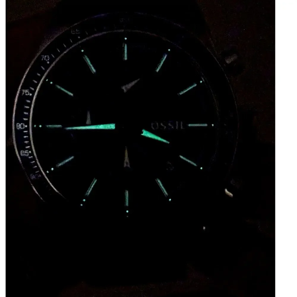 Fossil Field Scout BQ2065 Chronograph Blue Dial Black Leather Men’s 44mm Watch